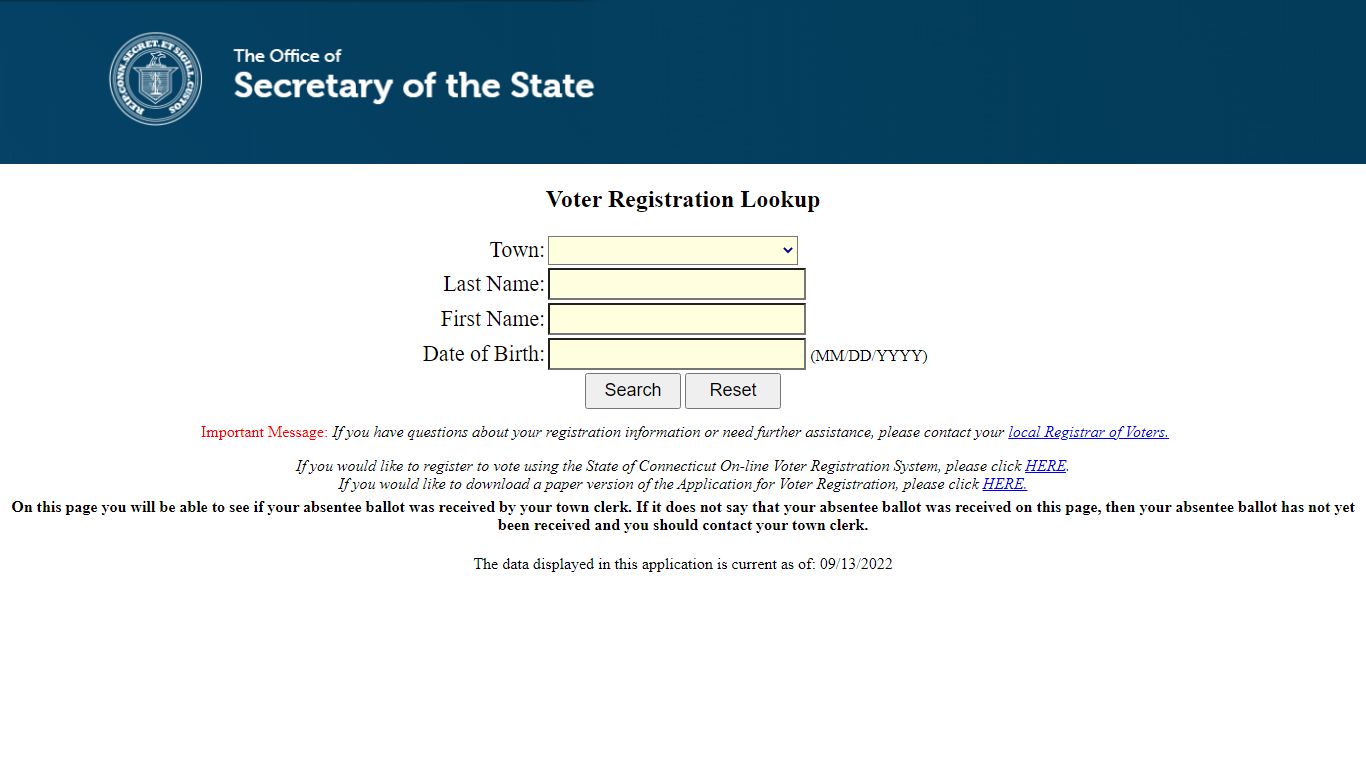 Voter Registration Lookup - ct
